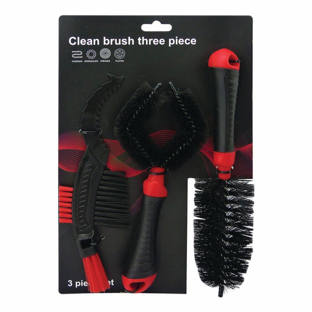 Set de 3 cepillos para limpieza de bicicleta