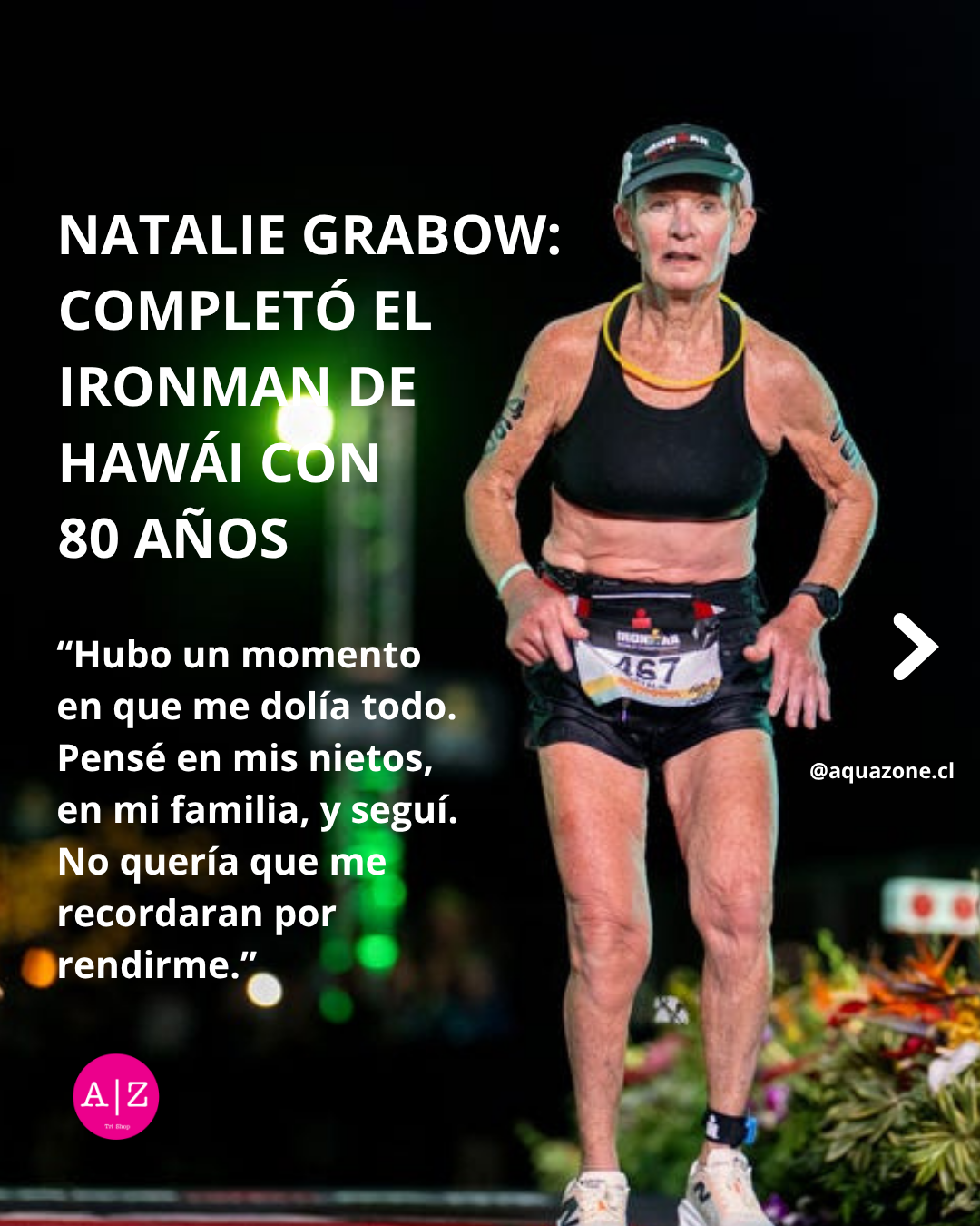 La increíble hazaña de una mujer de 80 años en el Ironman World Championship, Natalie Grabow